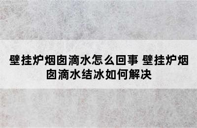 壁挂炉烟囱滴水怎么回事 壁挂炉烟囱滴水结冰如何解决